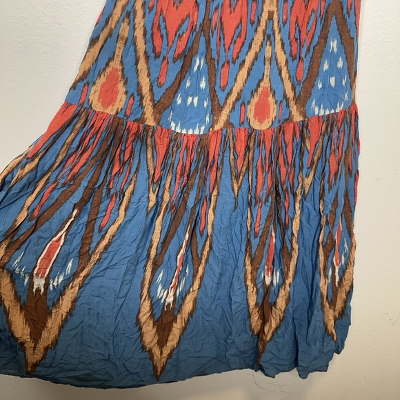 Free People Mojave Strapless Summer Maxi Dress, Blue Pattern Sz XS Boho Western - Picture 2 of 8